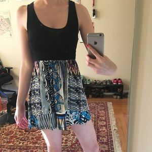 *Short tank dress with flowy pattern skirt